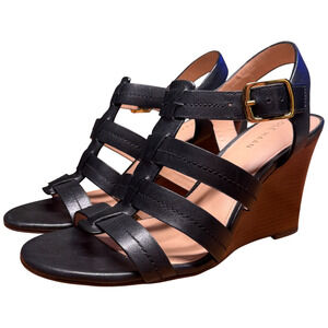 COLE HAAN Josie Fisherman Women's 6.5B Black Wedge Sandals Comfort Shoes